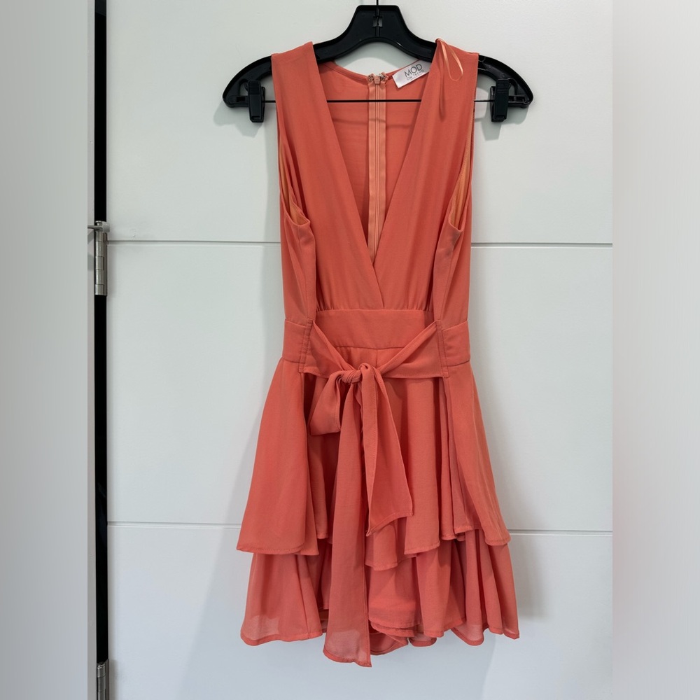 Boutique Peach Satin Romper / Large